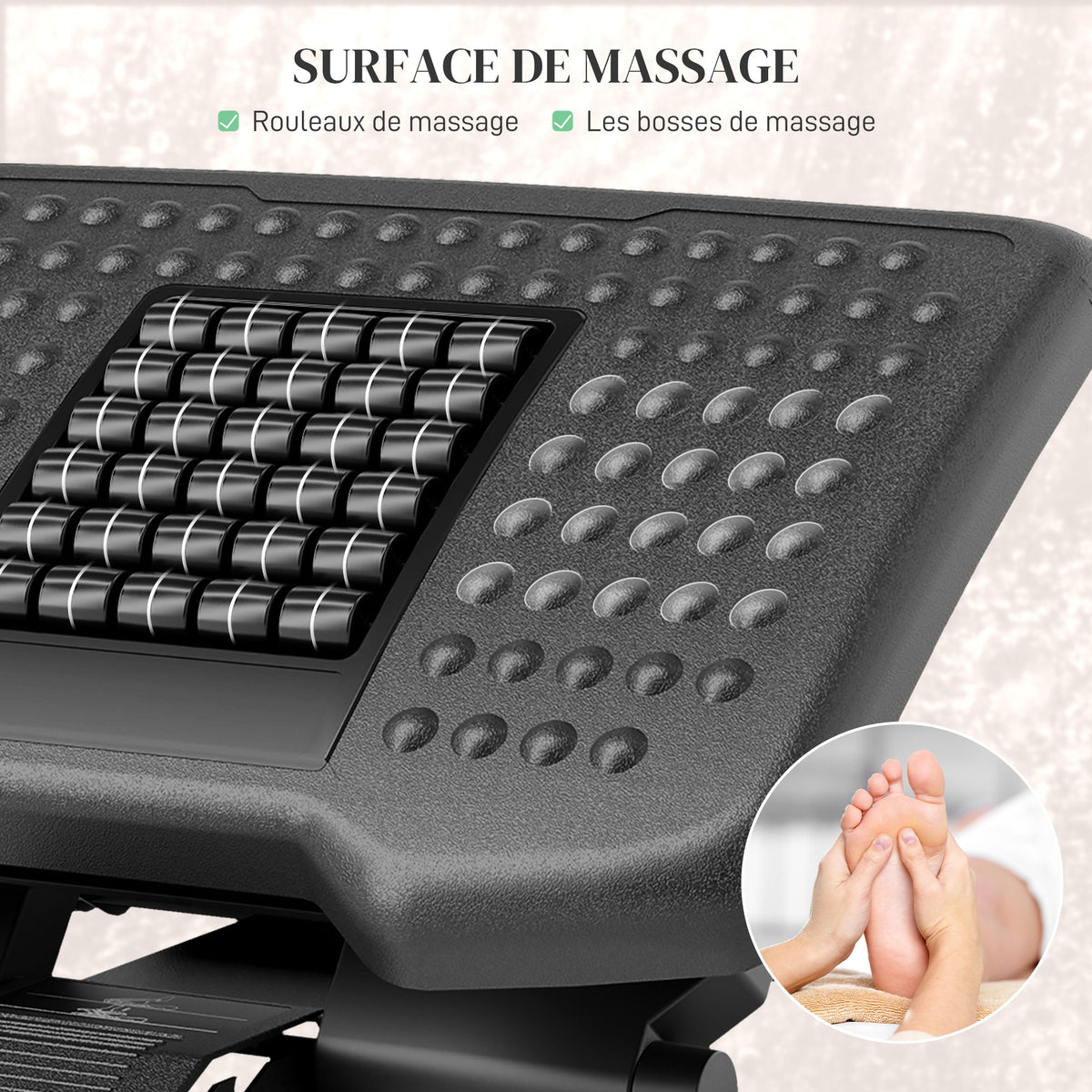Repose-pieds de bureau, repose-pieds ergonomique, angle ajustable de -30° à +30°, 46L x 35l x 11/13,5/17H cm, noir-3