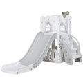 Toboggan pour enfants 5 en 1 avec panier de basket escalade télescope espace de rangement 70 x 177 x 92 cm gris-0