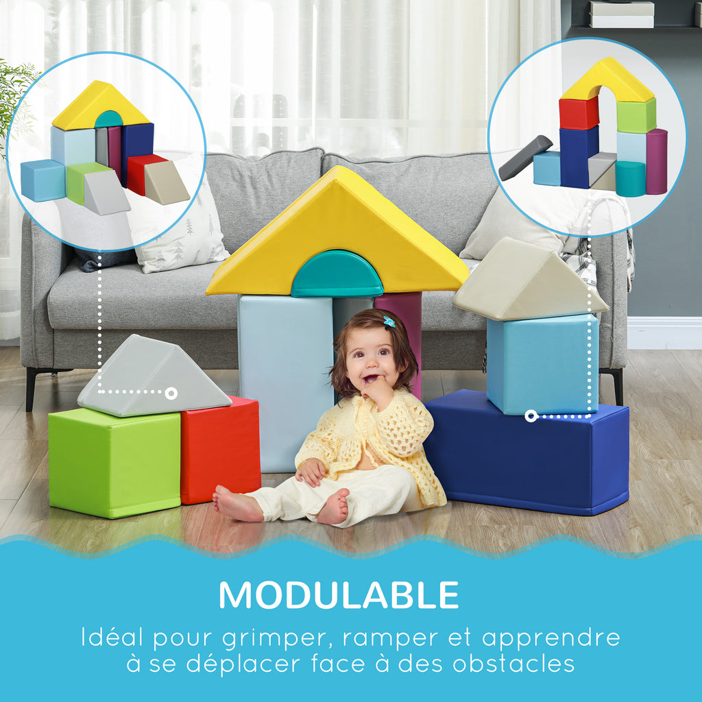 Parcours de motricité bébé 11PCS, module motricité bébé en mousse avec housse en polyuréthane et remplissage en EPE, multicolore-4