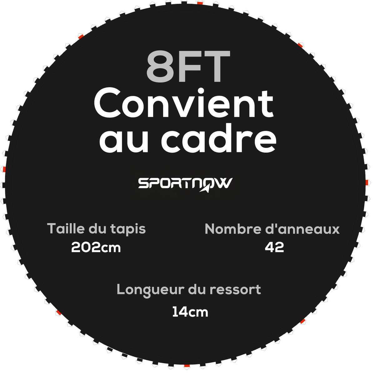 Tapis de rechange pour trampoline tapis de saut de remplacement, compatible trampoline Ø 2,4 m et ressorts de 14 cm-0