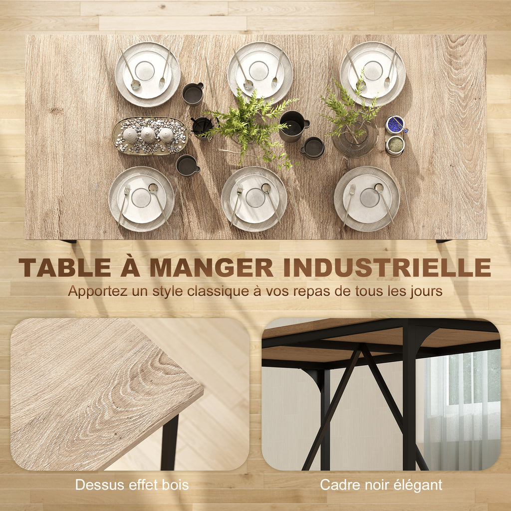 Table à manger rectangulaire pour 6-8 personnes table de cuisine style industriel 180 x 80 x 75,5 cm effet bois naturel-4
