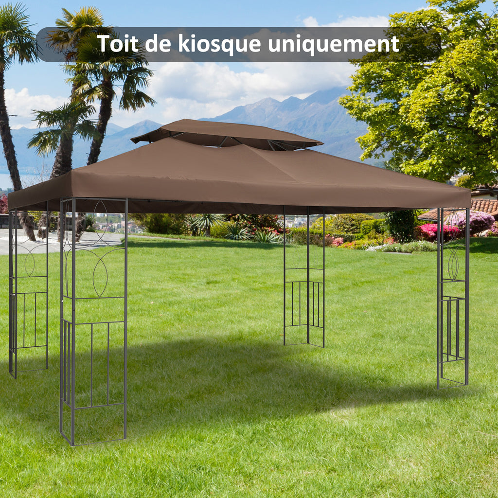 Toit de Rechange pour Tonnelle Marron  3 x 4 m-1