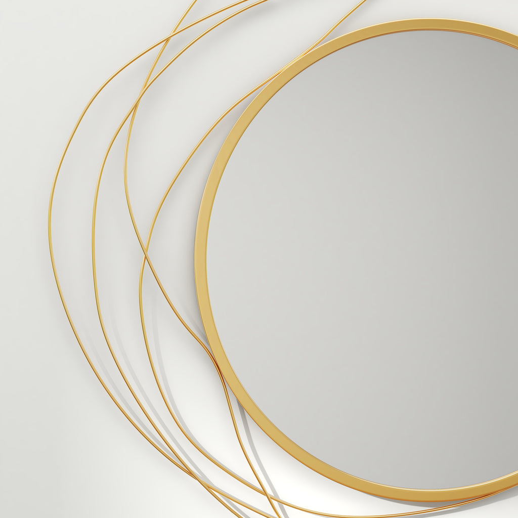 Miroir rond en métal filaire doré, décoration style moderne, diamètre Φ65 cm-7