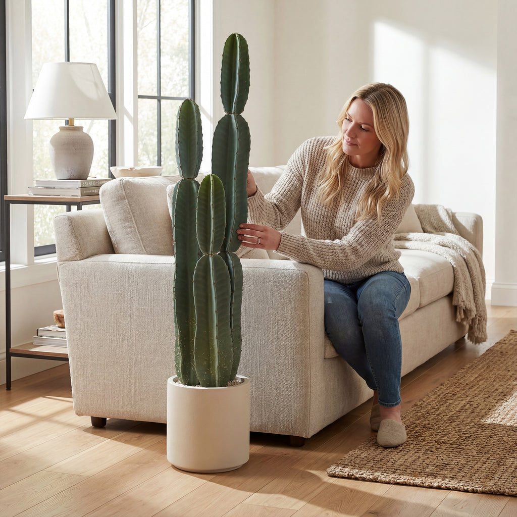 Cactus Artificiel 111 cm, Grand Réalisme, Plante Artificielle en Pot, sans Entretien, pour Maison et Bureau, Vert-6