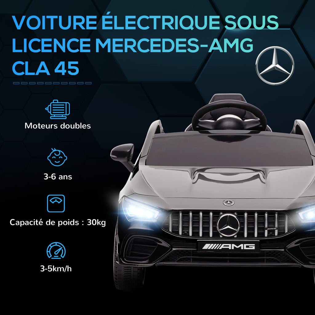 Voiture électrique enfant Mercedes-benz AMG CLA 45, télécommande, vitesse réglable (3-5 km/h), phare LED musique, noir-3