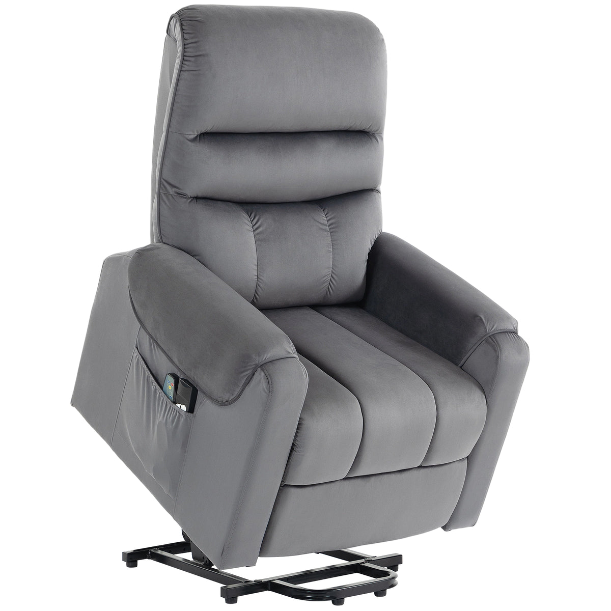 Fauteuil releveur électrique massage vibration et chaleur, fauteuil relax électrique en velours, gris foncé-0