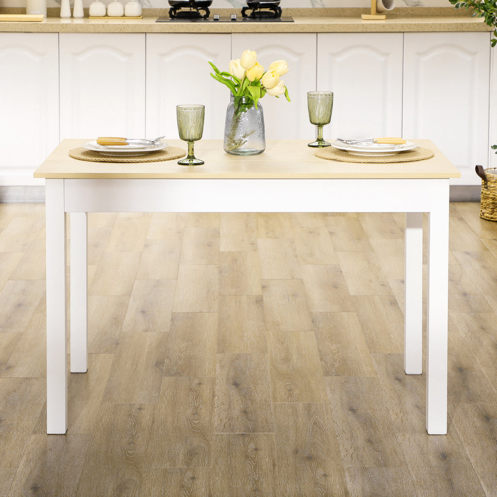 Table de salle à manger design moderne bicolore avec grand plateau 4-6 personnes en bois dim. 119L x 70l x 75H cm-6