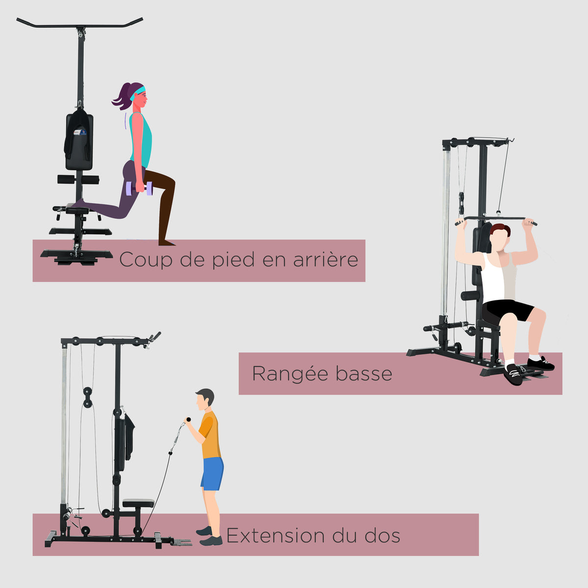 Station de musculation - .fr x FFHandball - Station à Poulie, tirage poitrine, banc de musculation Musculation-3