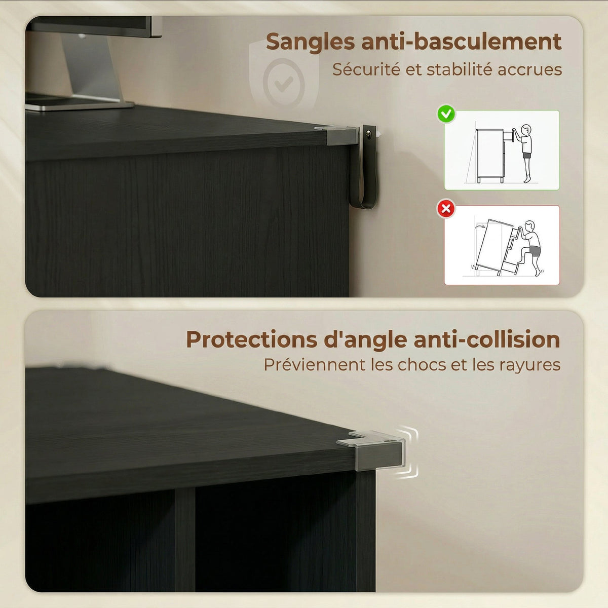 Bureau d'ordinateur avec bibliothèque 4 compartiments et tiroir verrouillable, 126 x 50 x 109 cm, noir-5