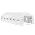 Serre de jardin tunnel grande taille avec bâche PE cadre en acier porte enroulable et 12 fenêtres 8 x 3 x 2 m blanc-0