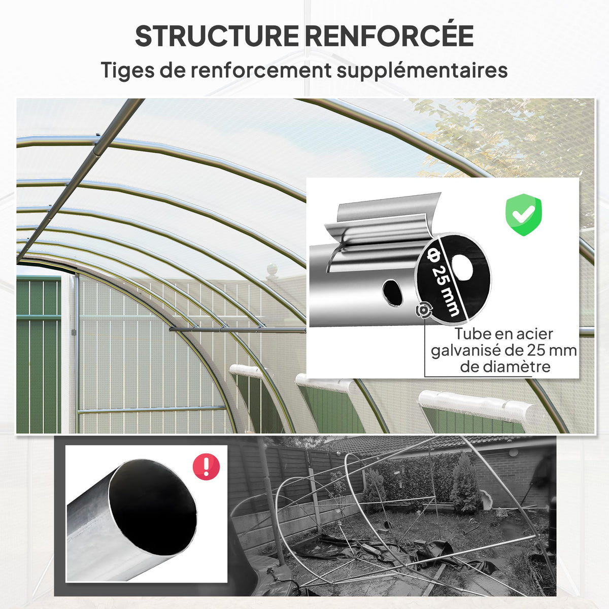 Serre tunnel de jardin 18m², serre de jardin tunnel avec portes et 8 fenêtres, bâche PE 140g/m² 600 x 300 x 200 cm blanc-4