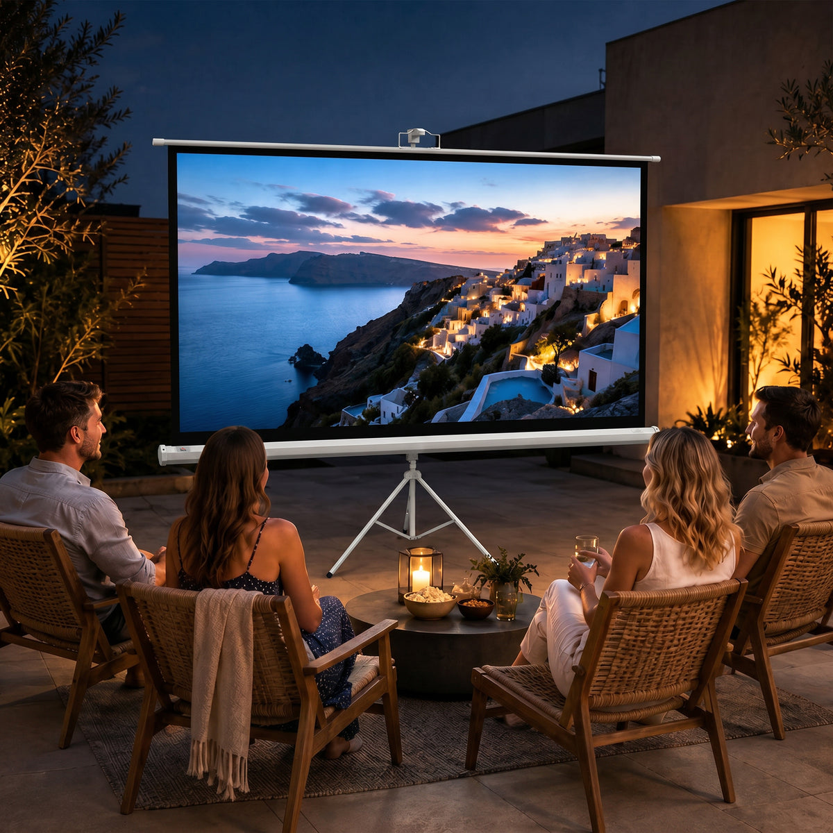 Écran de Projection avec Ttrépied Pliable 84 Pouces 4K HD 16:9, 200Lcm, Écran Vidéoprojecteur Portable, Hauteur Réglable-1