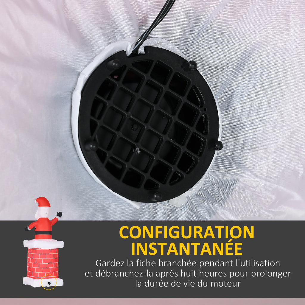 Père Noël gonflable avec cheminée lumineux LED hauteur 210 cm polyester imperméable rouge blanc noir-5