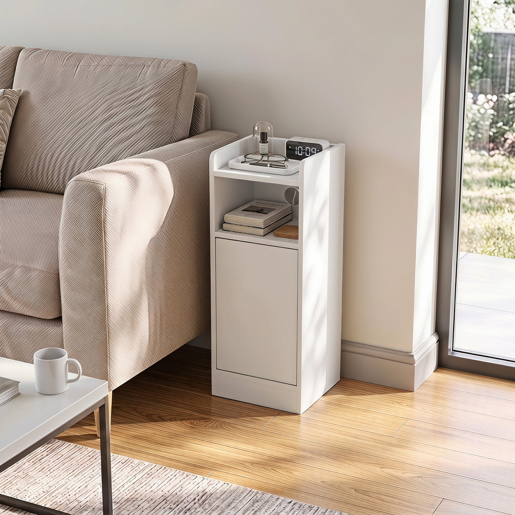 Lot de 2 tables de chevet avec station de charge, tables de nuit avec compartiment ouvert, étagère réglable, blanc-9