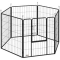 Parc pour chien, enclos chien 6 panneaux modulable et pliable, portable en acier avec porte 80 x 100 gris-0