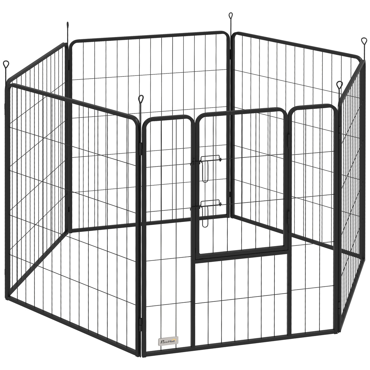 Parc pour chien, enclos chien 6 panneaux modulable et pliable, portable en acier avec porte 80 x 100 gris-0