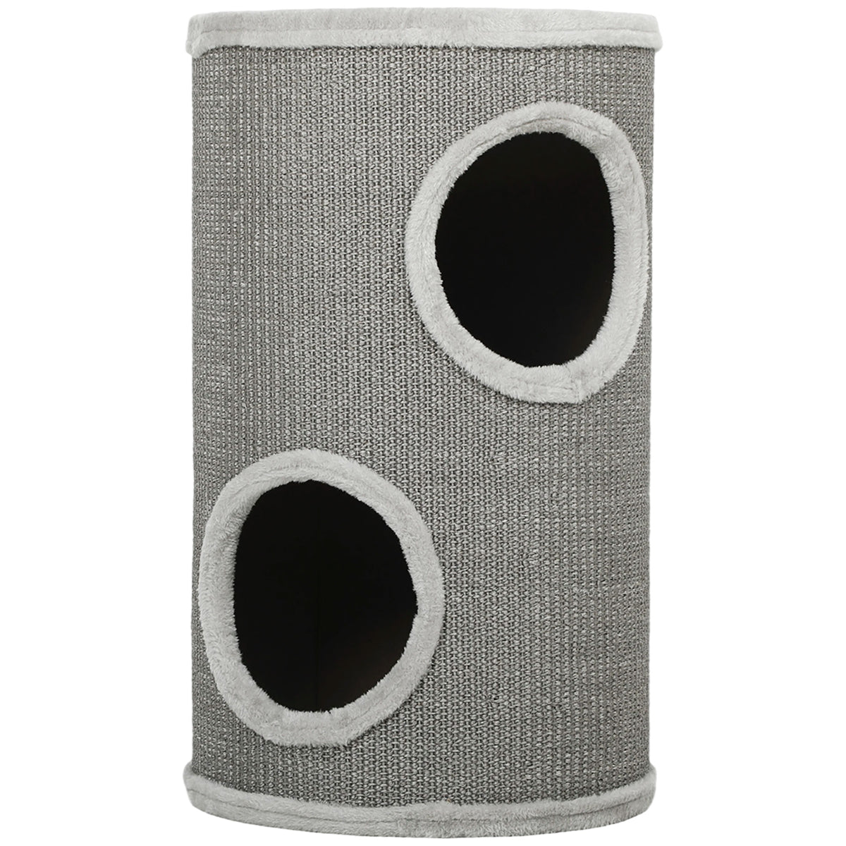 Tonneau à Gratter pour Chat, Tour à Griffer, Arbre à Chat à 2 Couches en Sisal Naturel, Ø35x60cm, Gris Clair-0