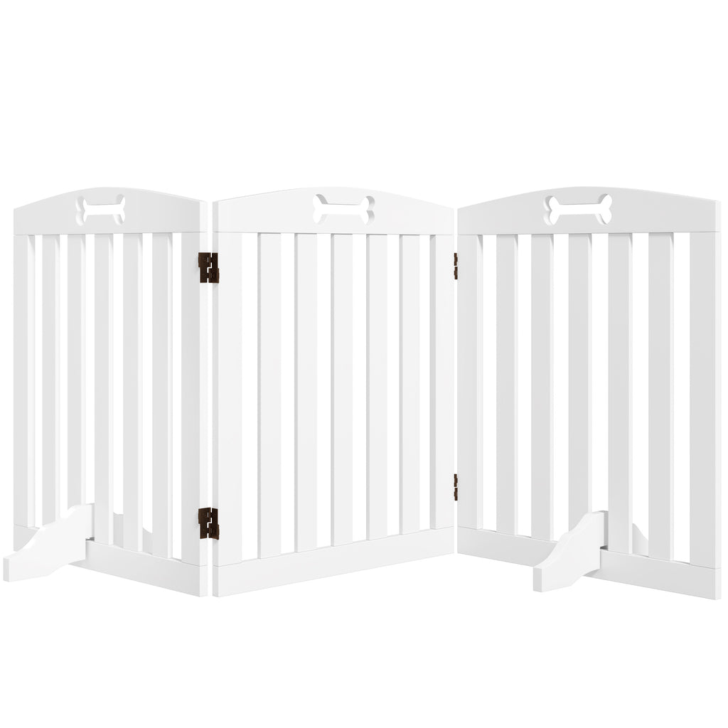 Barrière de sécurité chien barrière pliable pour chien pieds de support pointes antidérapantes 155 x 30 x 61 cm blanc-0
