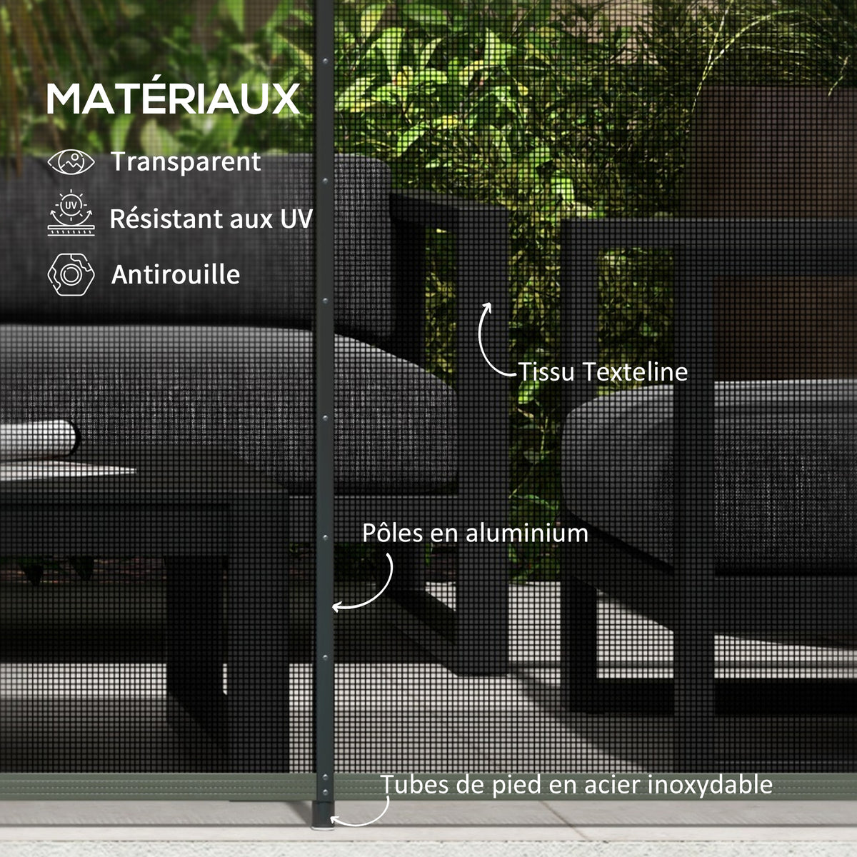 Clôture barrière de sécurité pour piscine filet - lot de 4 panneaux - Dim. 365L x 126H cm - noir-5