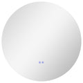 Miroir rond lumineux LED de salle de bain Ø 80 cm mural avec éclairage interrupteur tactile système antibuée-0