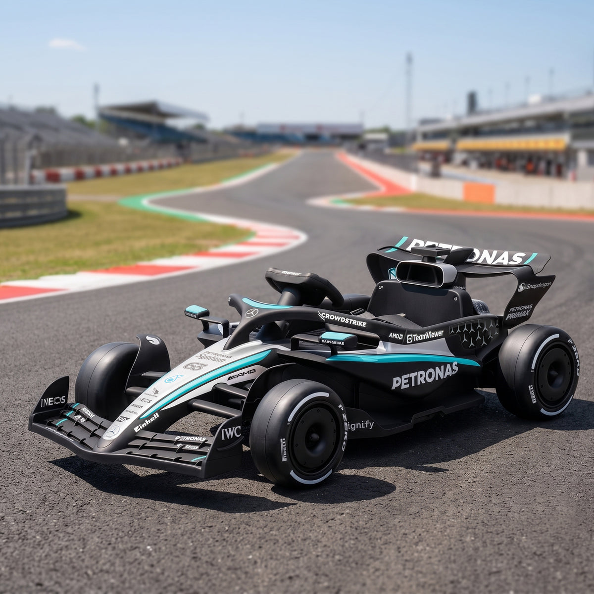 Kart Électrique Enfants 12V, Go Kart Mercedes-AMG PETRONAS F1 avec 2 Moteurs, Télécommande, 3 Vitesses, Noir-1