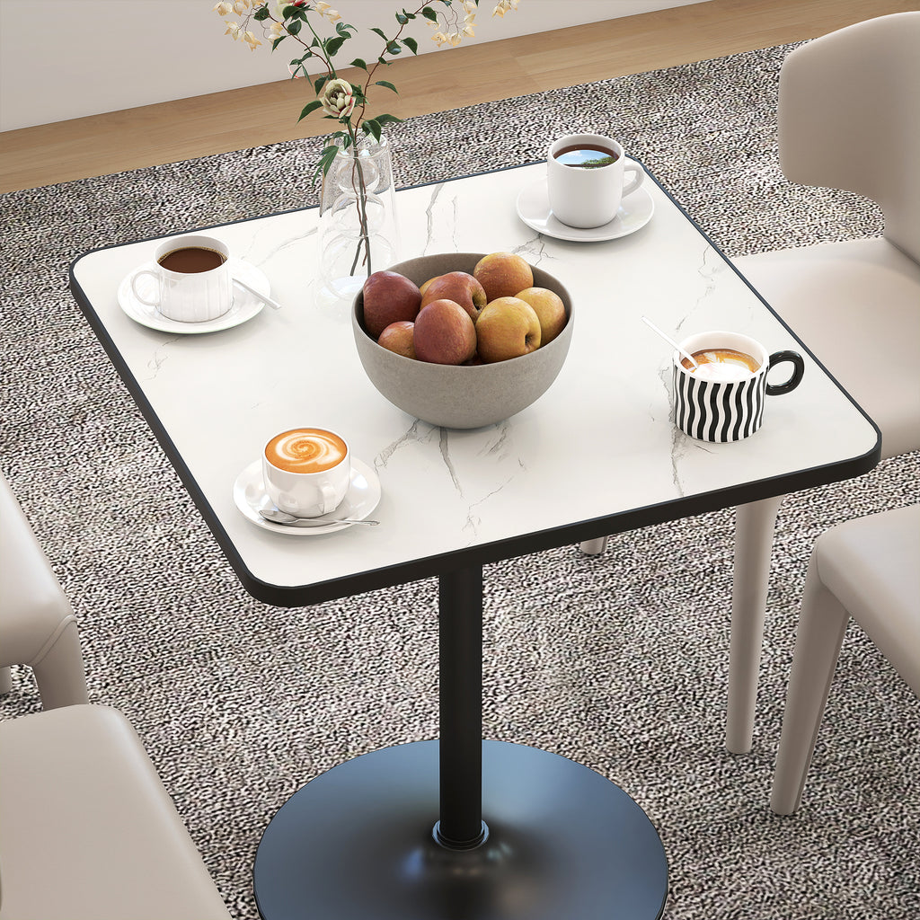 Table à manger pour 4 personnes table de cuisine style moderne avec plateau effet marbre et base ronde, 70 x 70 cm, blanc-8