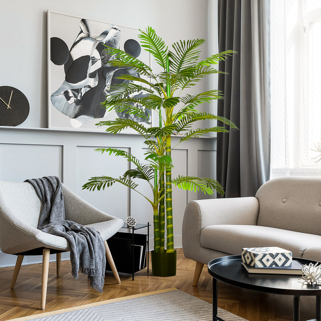 Palmier areca artificiel arbre artificiel hauteur 190 cm avec 30 grandes feuilles en plastique pot inclus-9