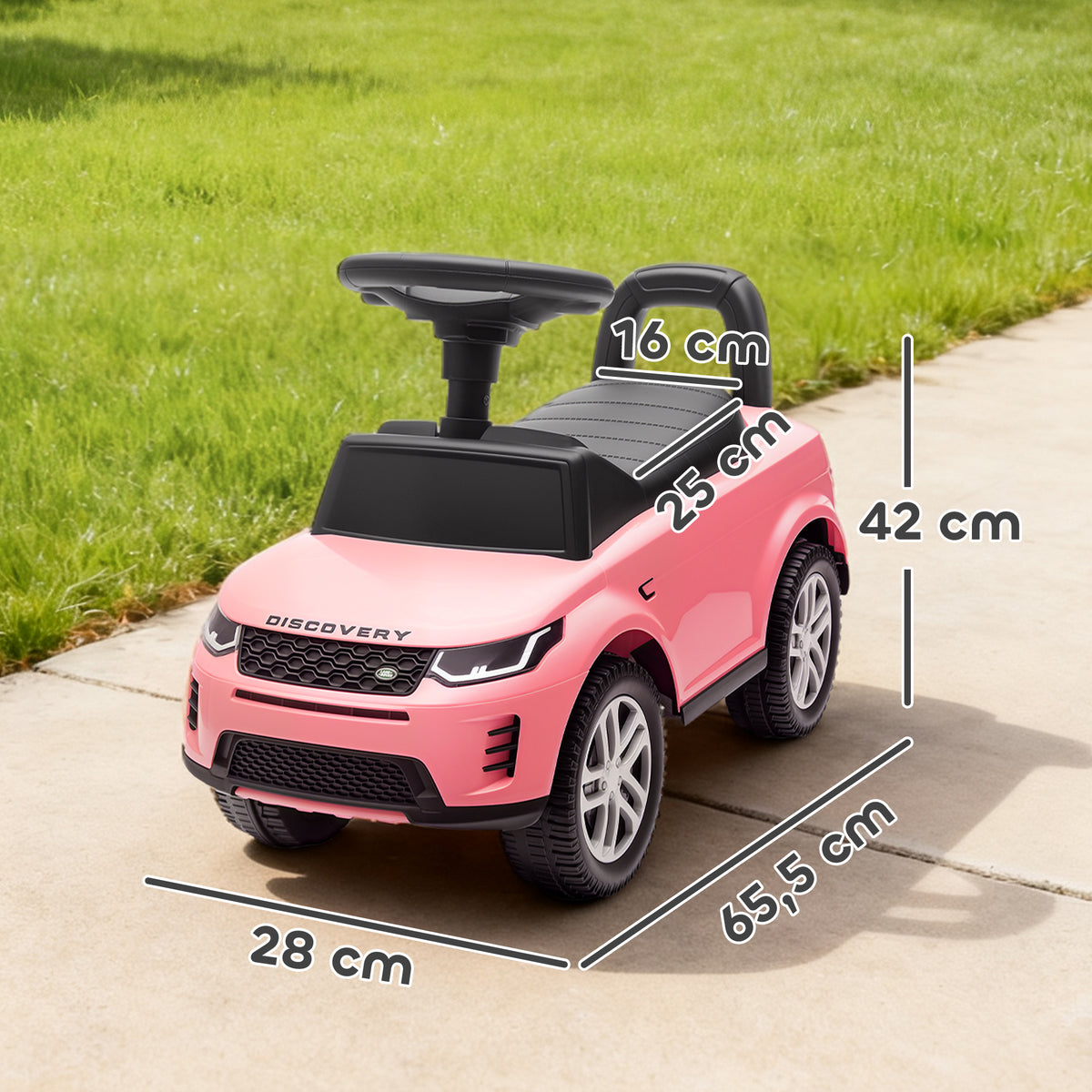 Porteur enfants voiture sous licence Land Rover, véhicule à pousser, klaxon, sons de moteur, rangement sous siège, rose-2