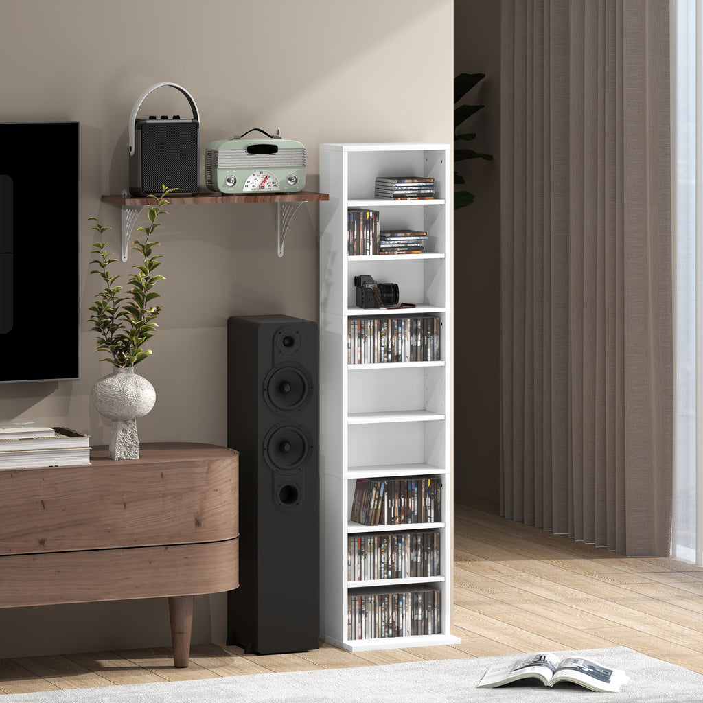 Rangements pour CD et DVD 9 compartiments et 6 étagères réglables capacité max. 260 CD/120 DVD 33 x 24 x 140 cm blanc-8