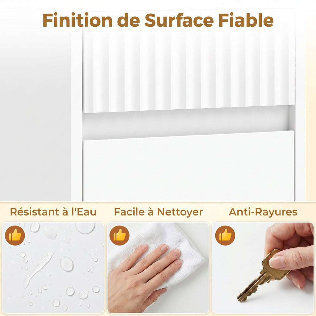 Meuble de salle de bain haut, meuble de rangement avec porte, tiroir, compartiments ouverts, étagère réglable, blanc-6