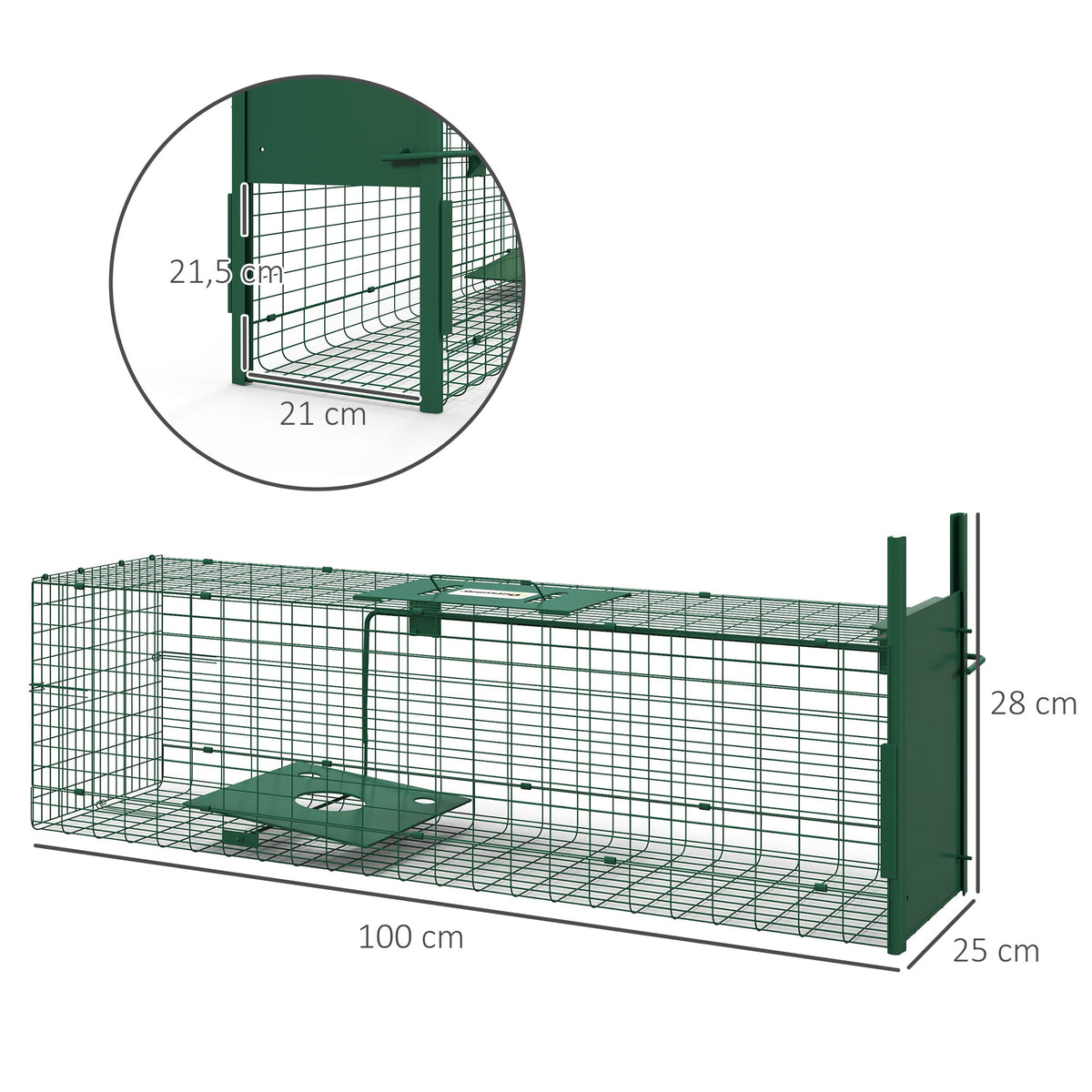 Cage attrape animaux nuisibles 1 entrée dim. 100L x 25l x 28H cm vert foncé-2