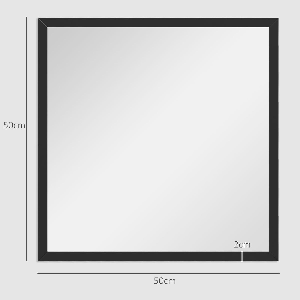 Miroir mural carré 50 x 50 cm, cadre en bois noir, idéal pour la salle de bain, salon ou chambre-2