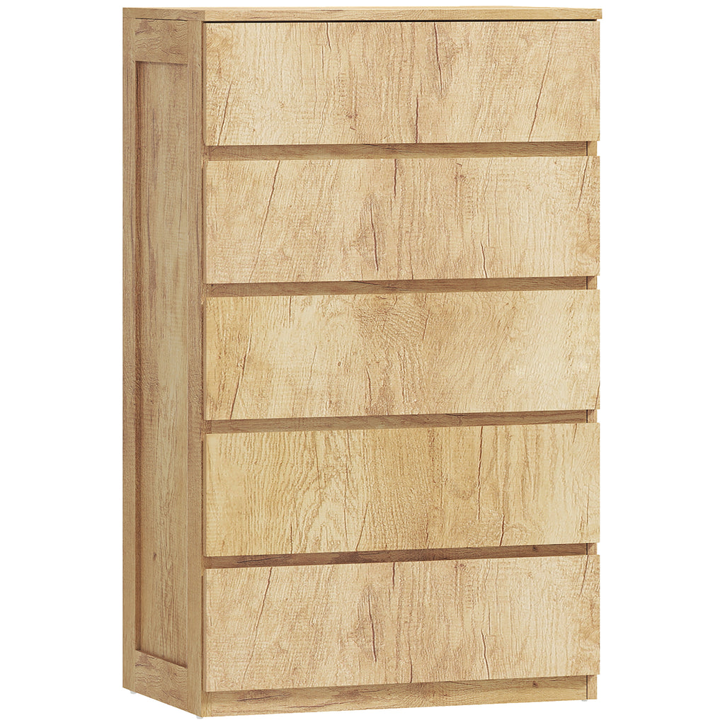 Commode 5 tiroirs meuble de rangement sans poignées design minimaliste 60 x 39 x 100 cm bois naturel-0