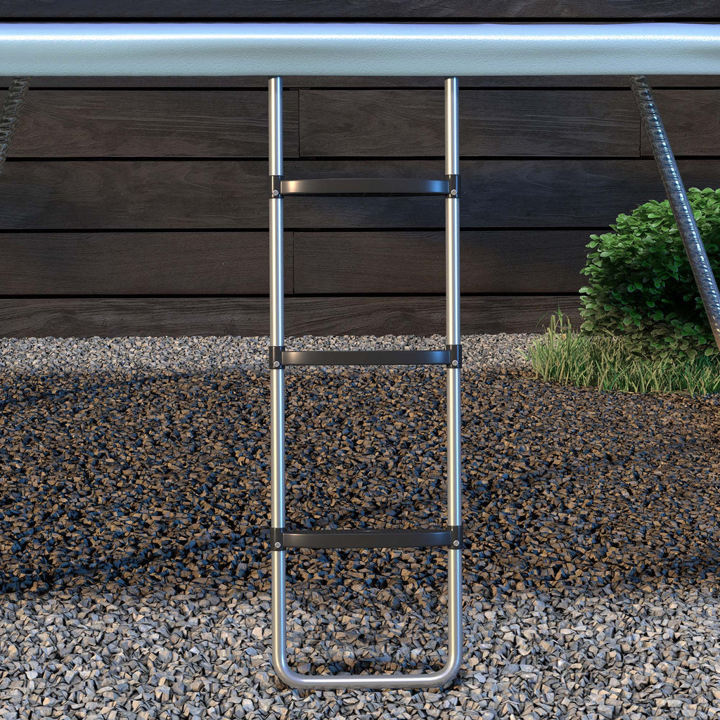 Échelle de trampoline à 3 ou 2 marches larges horizontales, crochet universel, capacité de 120 kg, 110 x 32 cm argent-6