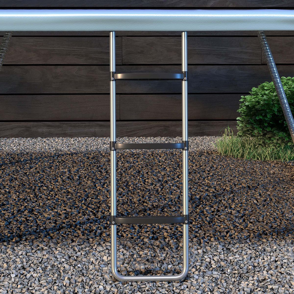 Échelle de trampoline à 3 ou 2 marches larges horizontales, crochet universel, capacité de 120 kg, 110 x 32 cm argent-6