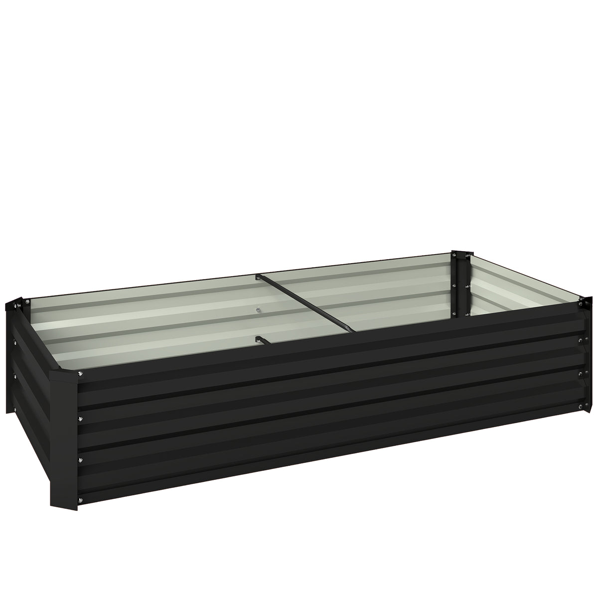 Jardinière rectangulaire potager de jardin en acier galvanisé bordure de sécurité et fond ouvert 150x70x30cm gris foncé-0