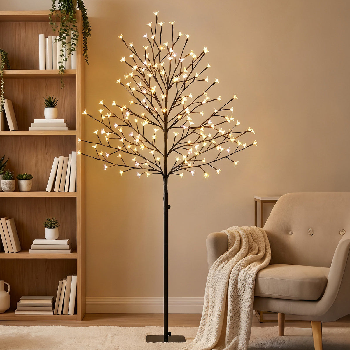 Arbre lumineux 150cm Cerisier Artificiel Lumineux  160 LED et 16 Branches Flexibles, Décoration Intérieure et Extérieure-1