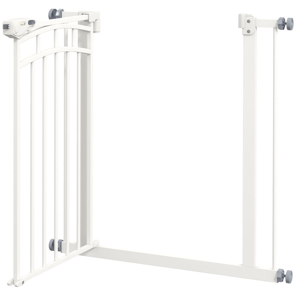 Barrière de sécurité pour chien barrière d'escalier extensible double verrouillage 74-80 x 76 cm blanc-8