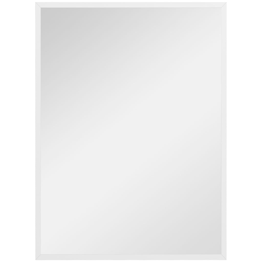 Miroir mural rectangulaire 60 x 80 cm, cadre en MDF, idéal pour la salle de bain, salon ou chambre, blanc-0