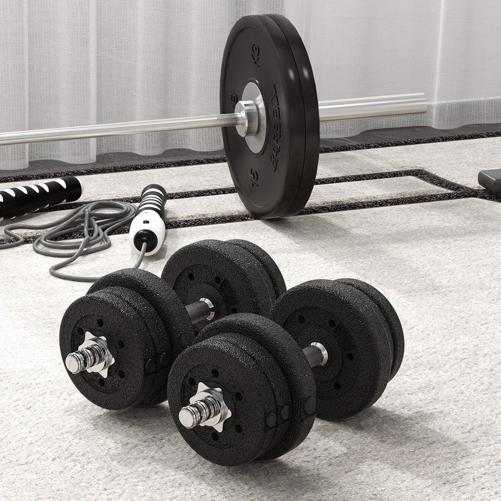 Ensemble d'haltères courtes total 25 kg dumbbell paires poids réglable - barres incluses acier polyuréthane noir-8