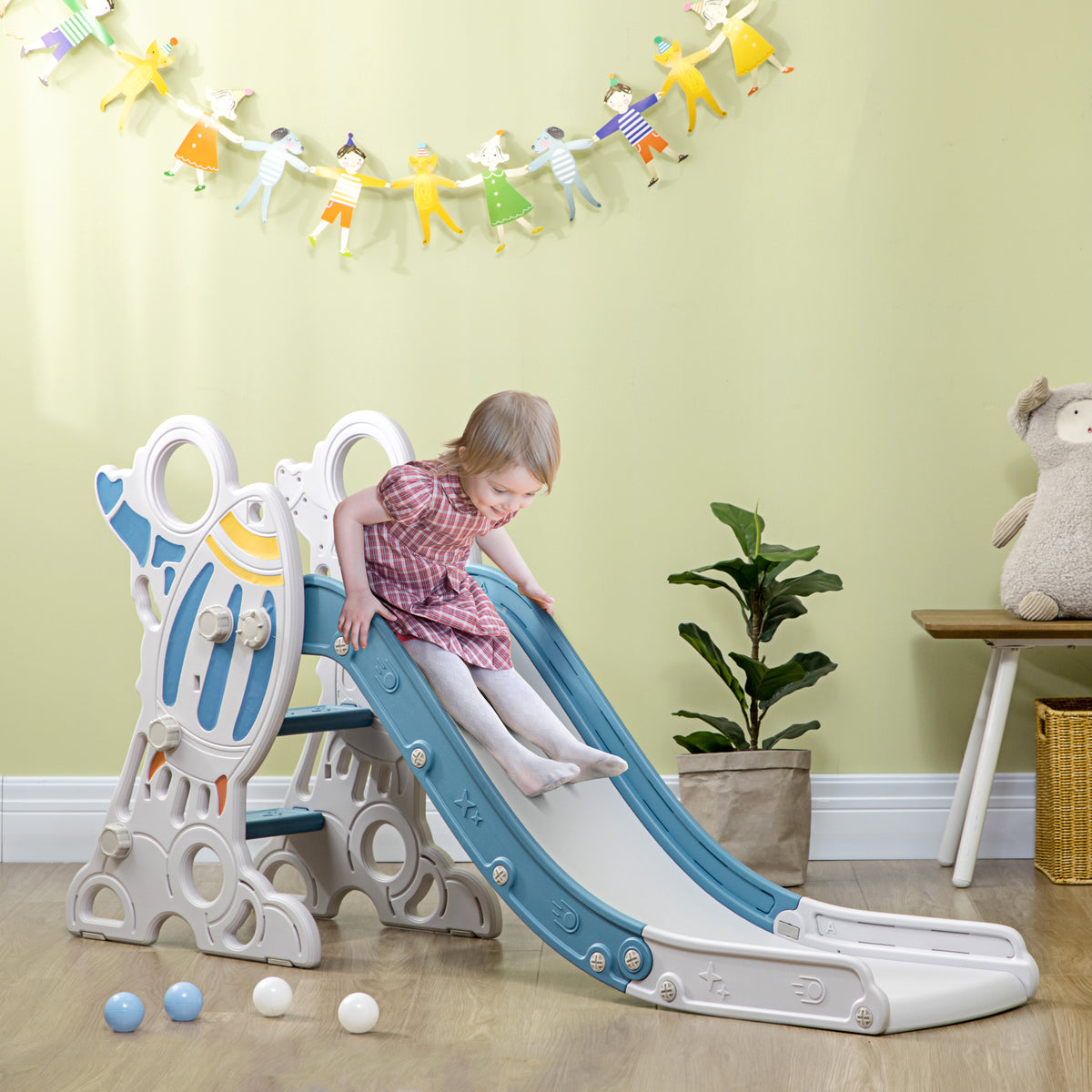 Toboggan pour enfants toboggan intérieur pour enfant, de 18 à 36 mois, jusqu'à 30 kg, 157L x 46,5l x 80H cm, bleu-9