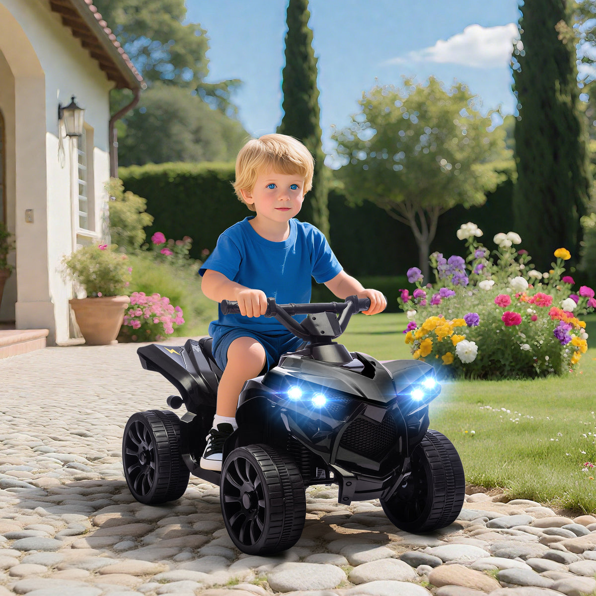 Quad Électrique Enfant 6V, Voiture Électrique Enfants ATV, Musique et Phares LED, 18-56 Mois, 70x42x45cm, Noir-8