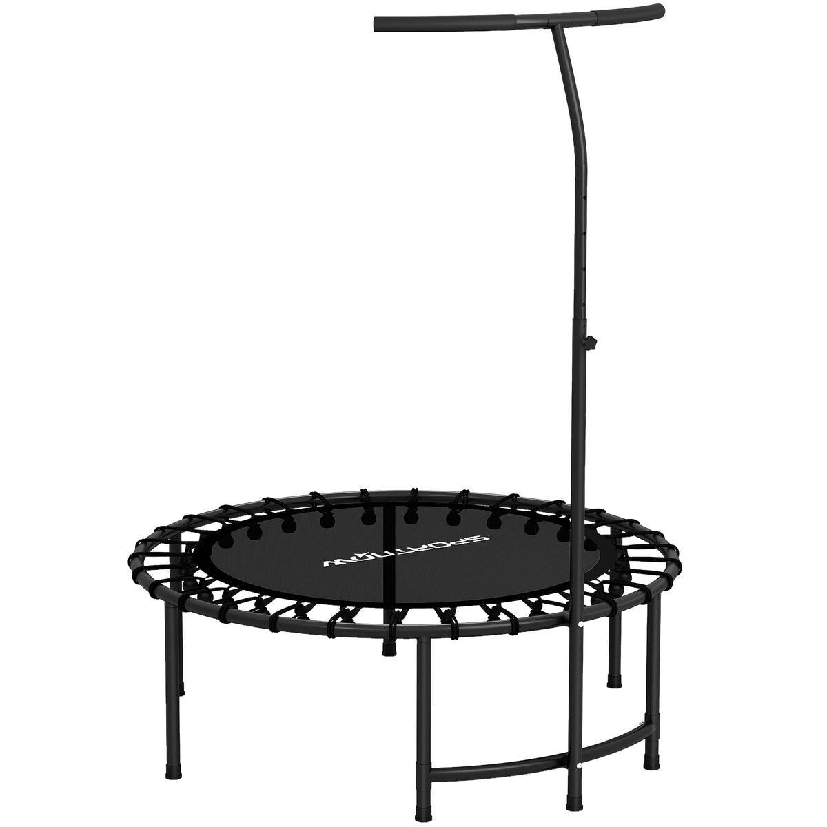 Trampoline de Fitness avec Cordes Élastiques, Poignée Réglable 5 Positions, Capacité 100 kg, Acier, Ø102x132cm, Noir-0