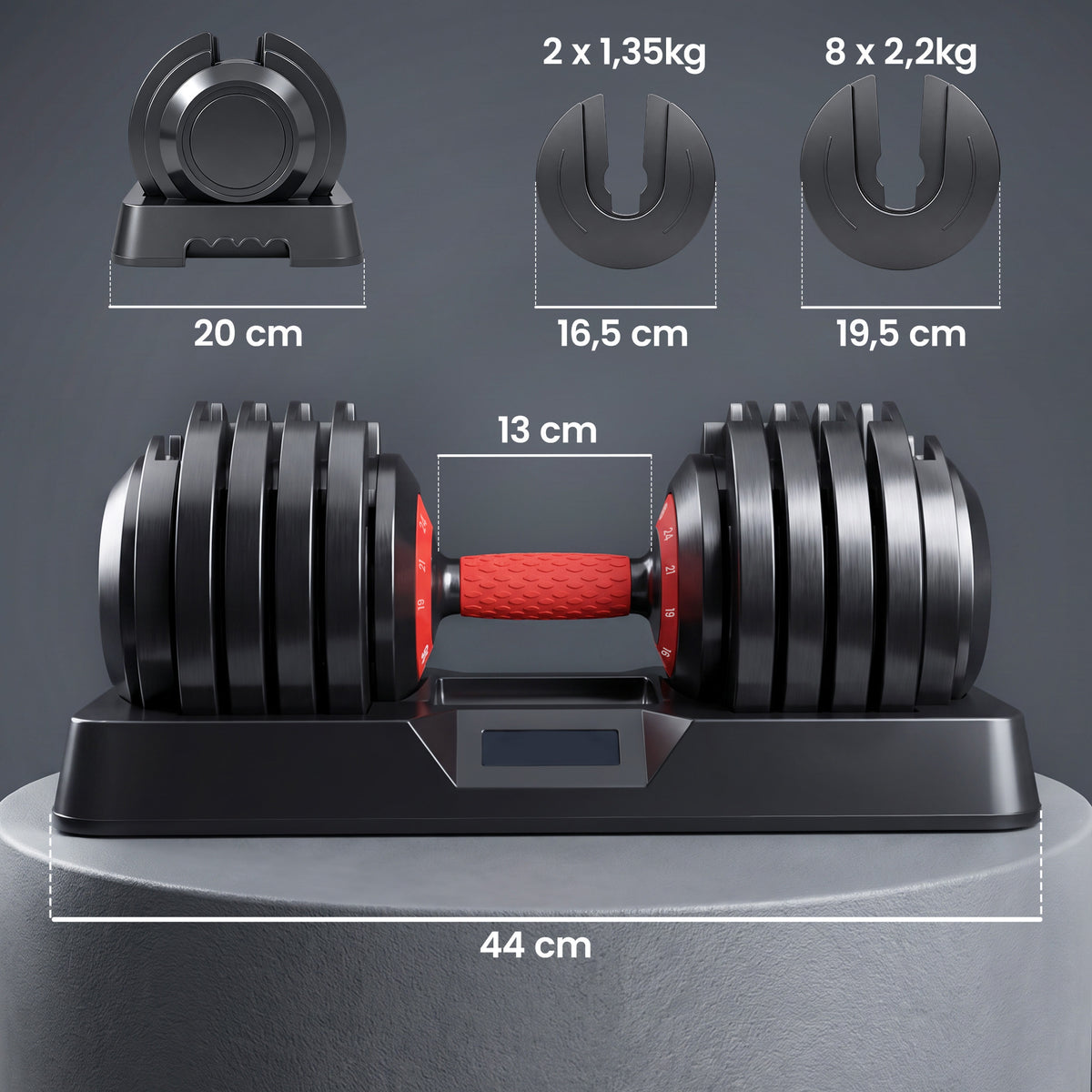 Haltères Réglables 10 en 1, 2x24kg, Réglage Rapide, Verrou de Sécurité, Poignée Antidérapante, Bases de Rangement, Noir-2