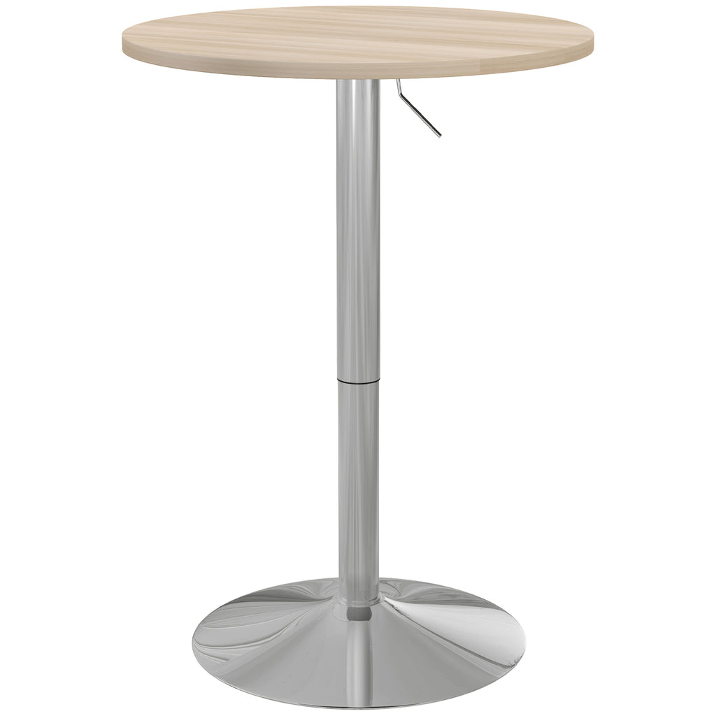 Table de bar ronde table haute cuisine réglable en hauteur 69-91 cm plateau pivotante à 360° naturel et gris-0
