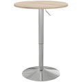Table de bar ronde table haute cuisine réglable en hauteur 69-91 cm plateau pivotante à 360° naturel et gris-0