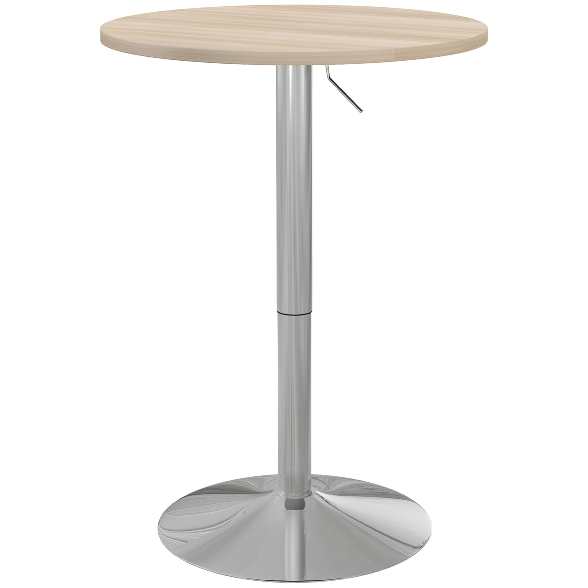 Table de bar ronde table haute cuisine réglable en hauteur 69-91 cm plateau pivotante à 360° naturel et gris-0