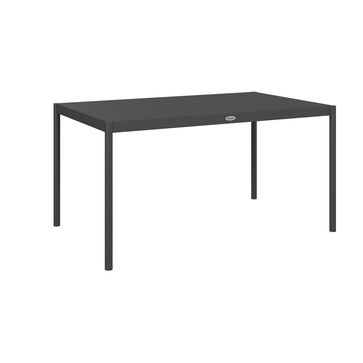 Table de jardin rectangulaire pour 6 personnes en aluminium plateau à lattes dim. 145L x 90l x 74H cm gris-0