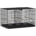 Cage à oiseaux volière intérieur acier avec séparateur 4 perchoirs plateau coulissant 4 mangeoires 76 x 46 x 46 cm noir-0