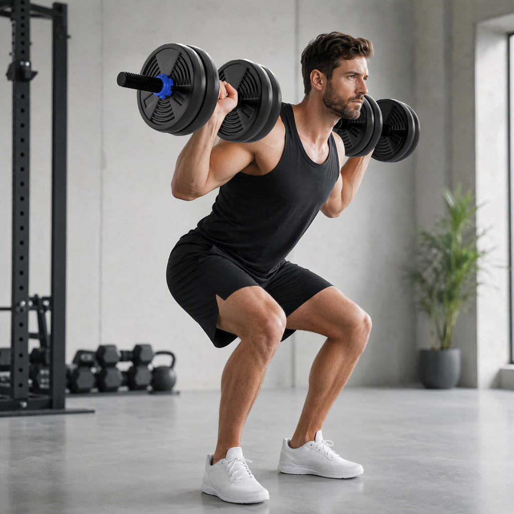 Kit haltères musculation haltères réglables 15 kg 3 en 1, ensemble de poids réglable avec barre d'extension noir-1